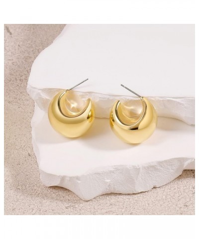 Chunky Gold Hoop Earrings, Small Gold Hoop Earrings for Women 14K Real Gold Plated Thick Open Hoops Lightweight style-10 $7.7...