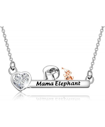 Mama And Baby Elephant Love Heart Bar Necklace Strong Mom Gift Mother Daughter Jewelry Mothers Day Gift For Mom mama 1 elepha...