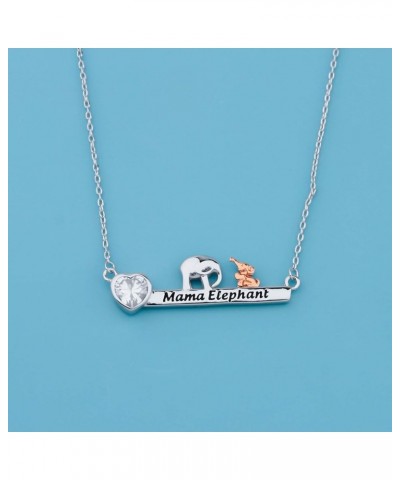 Mama And Baby Elephant Love Heart Bar Necklace Strong Mom Gift Mother Daughter Jewelry Mothers Day Gift For Mom mama 1 elepha...