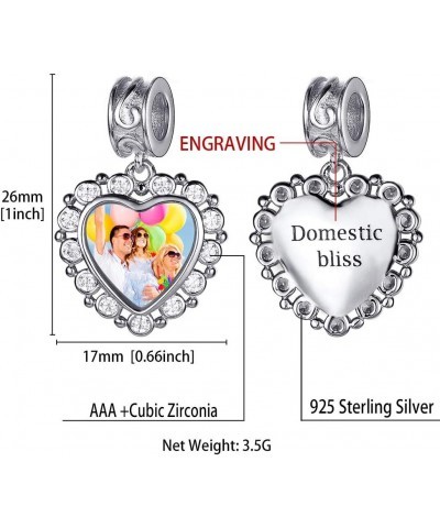 Photo Charms for Bracelets,925 Sterling Silver/Gold Plated Heart/Tree of Life/Round Charm Bead Personalized with Picture,Cust...