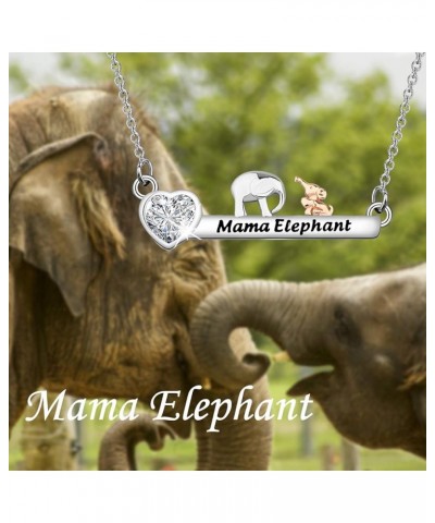 Mama And Baby Elephant Love Heart Bar Necklace Strong Mom Gift Mother Daughter Jewelry Mothers Day Gift For Mom mama 1 elepha...