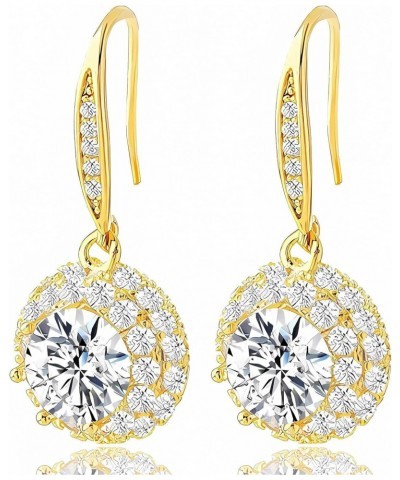 Gold Earrings for Women 18K Gold Plated Earrings Brilliant Round Cubic Zirconia Drop Earrings Dangle Earrings $14.49 Earrings