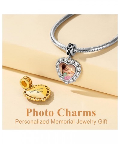 Photo Charms for Bracelets,925 Sterling Silver/Gold Plated Heart/Tree of Life/Round Charm Bead Personalized with Picture,Cust...