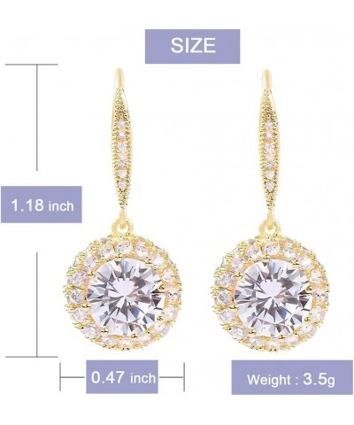 Gold Earrings for Women 18K Gold Plated Earrings Brilliant Round Cubic Zirconia Drop Earrings Dangle Earrings $14.49 Earrings