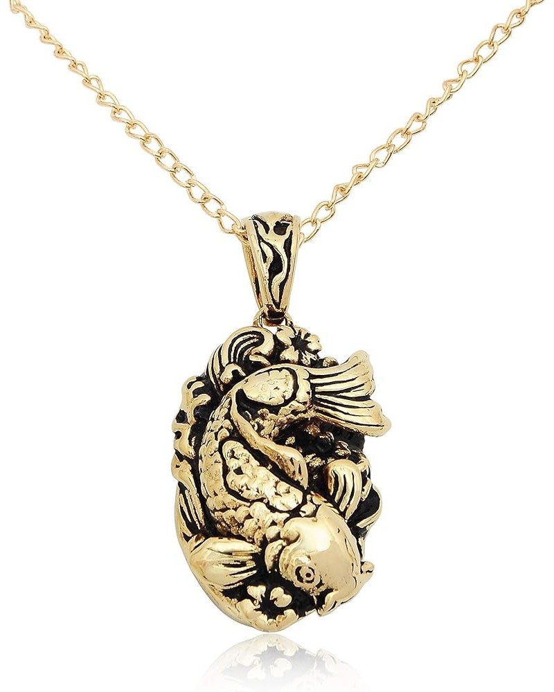 Japanese Koi Fish 92.5 Sterling Silver Gold Brass Charm Necklace Pendent Jewelry Brass-Chain $10.19 Necklaces