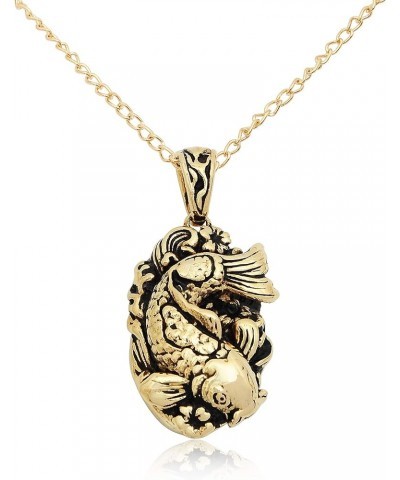 Japanese Koi Fish 92.5 Sterling Silver Gold Brass Charm Necklace Pendent Jewelry Brass-Chain $10.19 Necklaces