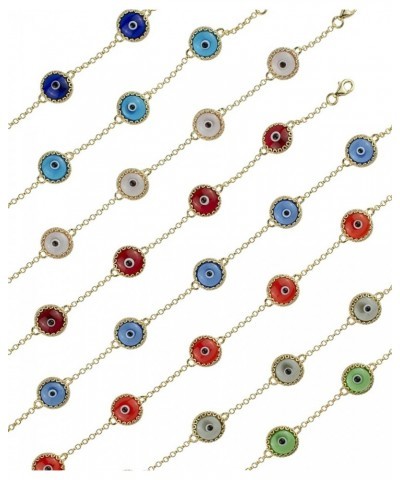 Gold Plated Sterling Silver Translucent Murano Glass Evil Eye Women Charm Link Bracele, Gift Boxed Green Silver $16.80 Bracelets