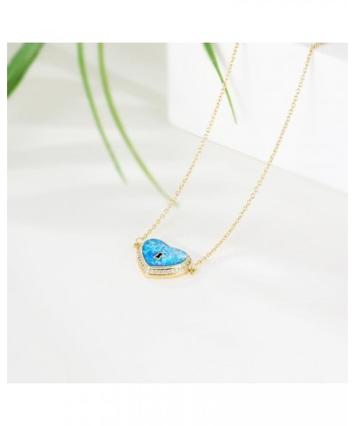 Opal Necklace for Women Dainty Gold Plated Pendant Necklaces Zirconia Opal Gemstone Copper Jewelry with Gifts Box Lock Blue O...