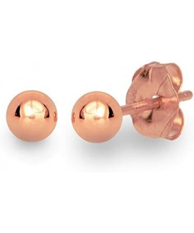 14k Real Rose Gold Stud Ball Earrings W/Gold Friction Backs - 3 mm $13.74 Earrings