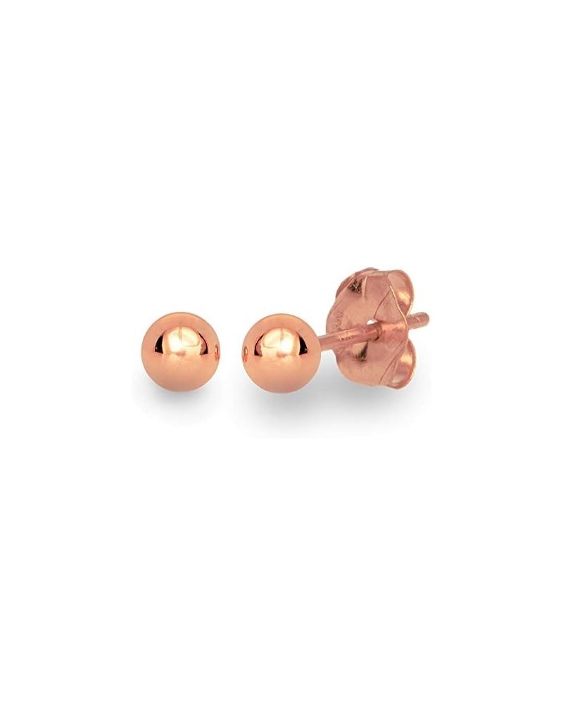 14k Real Rose Gold Stud Ball Earrings W/Gold Friction Backs - 3 mm $13.74 Earrings