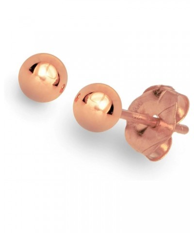 14k Real Rose Gold Stud Ball Earrings W/Gold Friction Backs - 3 mm $13.74 Earrings