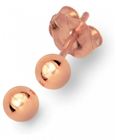 14k Real Rose Gold Stud Ball Earrings W/Gold Friction Backs - 3 mm $13.74 Earrings