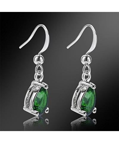 Dangle Drop Pierced Earrings with Pear Cut CZ [7 Colors available] in White Gold Plated, Simple Modern Elegant Green $7.13 Ea...