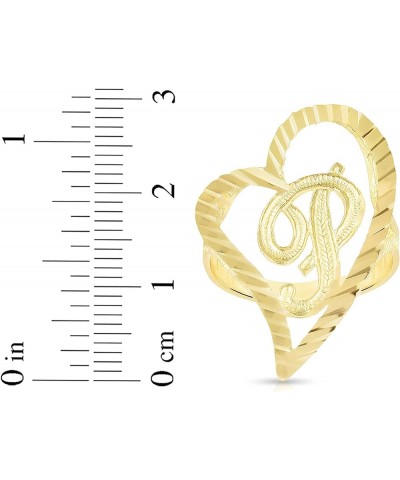 10k Yellow Gold Small Medium or Large A-Z Cursive initial Letter Heart Ring P-Large $83.48 Others