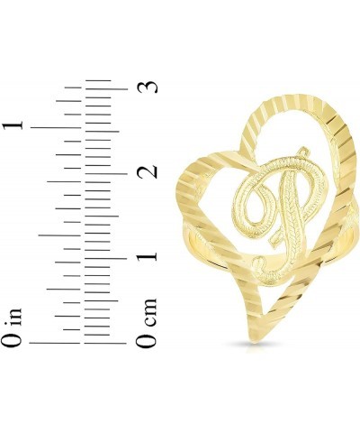 10k Yellow Gold Small Medium or Large A-Z Cursive initial Letter Heart Ring P-Large $83.48 Others