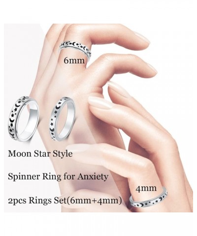 Spinner Ring for Anxiety Relief Fidget: Anxiety Ring for Women Men, Titanium Stainless Steel Spinner Ring, 4MM 6MM, Size 6-10...