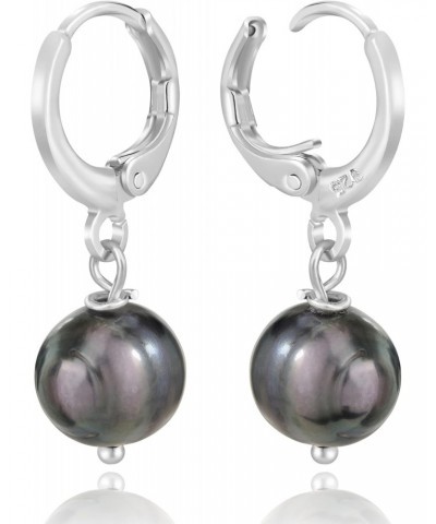 Timeless and Chic Cultured Freshwater Black Pearls .925 Sterling Silver Mini Hoop Earrings | Sterling Silver Hoop Earrings | ...