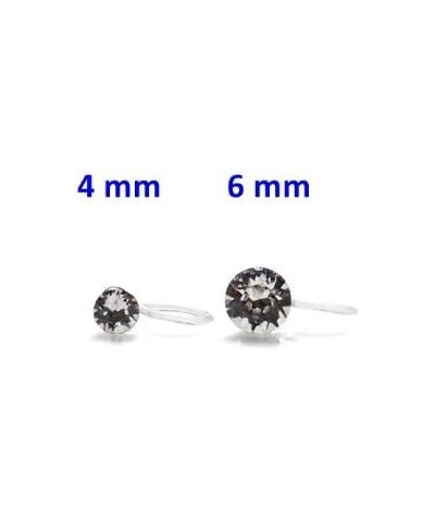 Swarovski Crystal Invisible Clip On Stud Earrings 6mm Women Fashion 8mm Light Blue Pink Red Green Black AB Purple Freshwater ...