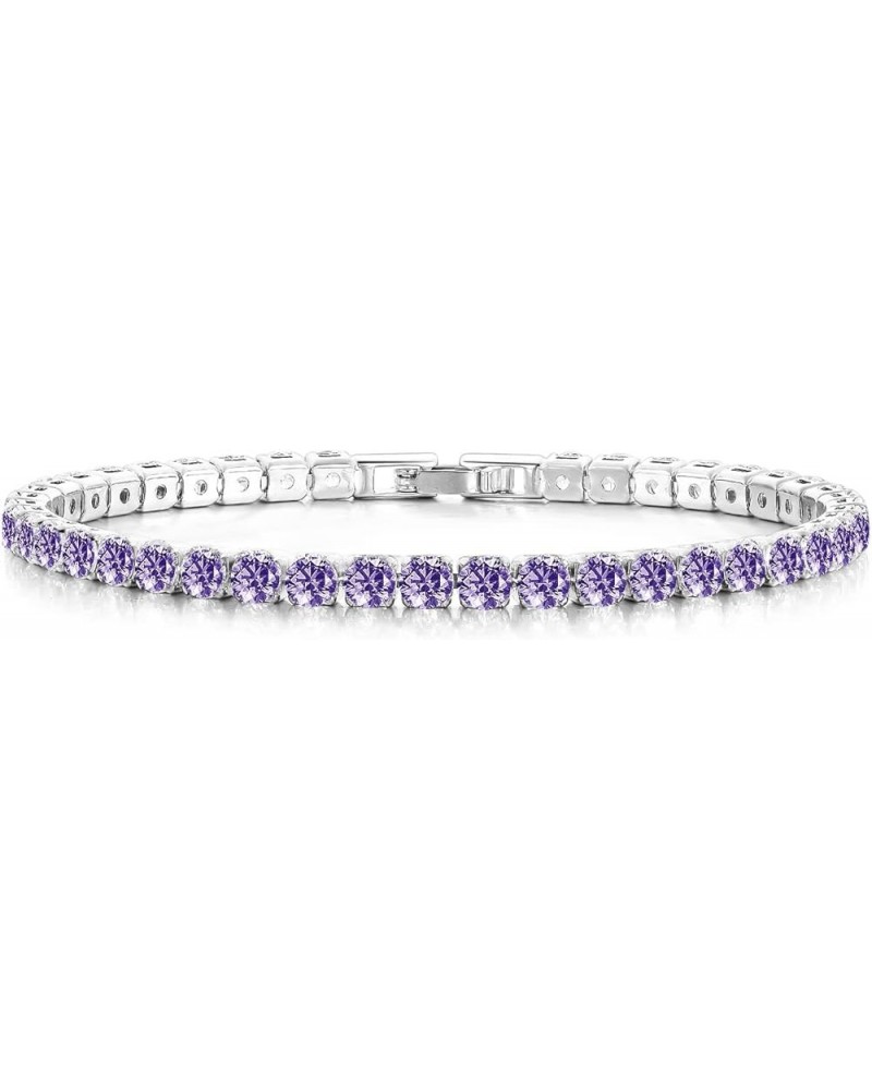 Tennis Bracelets for Women with CZ 925 Sterling Silver White Gold Plated Gift for Her Wife 6-8 Inch Purple 4mm-6inch $7.94 Br...