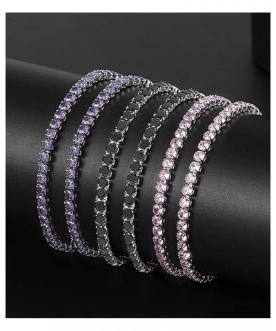 Tennis Bracelets for Women with CZ 925 Sterling Silver White Gold Plated Gift for Her Wife 6-8 Inch Purple 4mm-6inch $7.94 Br...