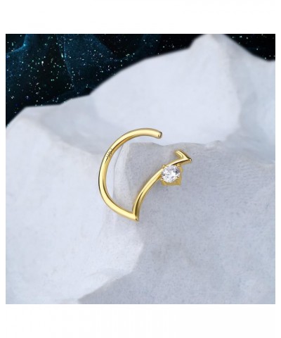 14K Solid Gold Moon Daith Earrings 18g Yellow Gold Forward Helix Earrings Gold Rook Earrings Moon Shape 14Kt Real Gold Daith ...