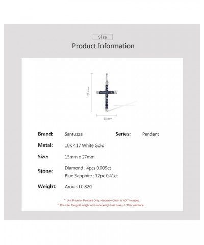 10K Solid Gold Gemstone Genuine Diamond Dainty Cross Pendant Without Chain for Women Sapphire-P304400 $46.00 Necklaces