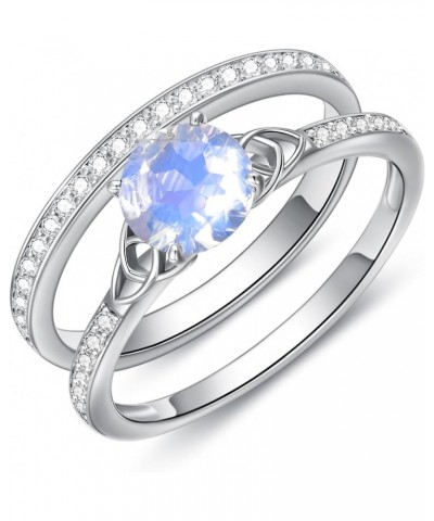 Gemstone Engagement Ring Set for Women 10K 14K 18K Solid Gold Gemstone Bridal Wedding Ring Set for Her Gemstone Celtic Rings ...