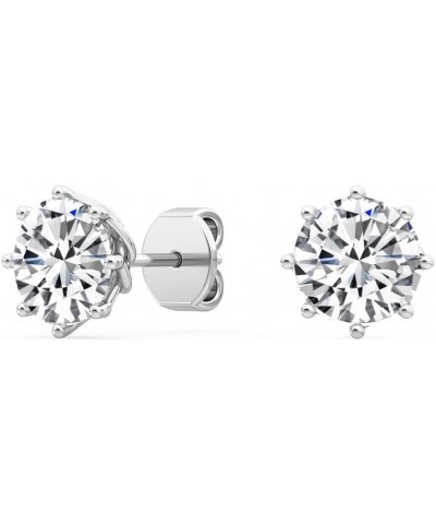 Classic 1-5 Carat (ctw) White Gold Round Cut LAB GROWN Diamond Eight Prong Stud Earrings (Color E-F Clarity VS2-SI1) Platinum...