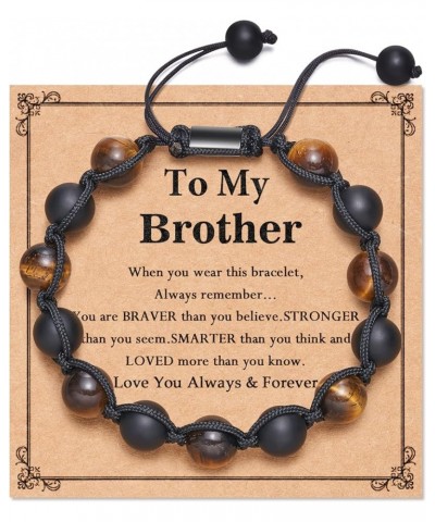 Gifts for Dad/Brother/Boyfriend/Son/Grandpa/Uncle/Bonus Dad Black Onyx Brown Tiger Eye Stone Bracelet for Men Boy brother-tig...