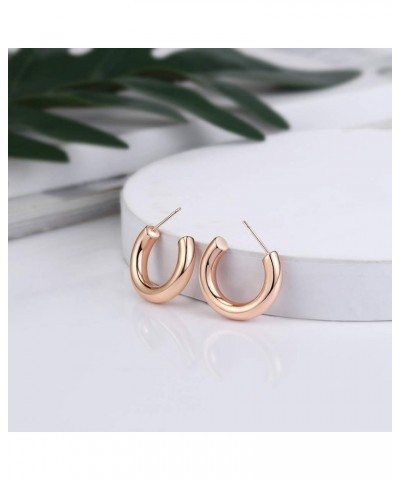 14K Gold Plated Chunky Gold Hoops High Polished Gold Hoop Earrings for Women Diameter 25mm Rose Gold Earrings $10.44 Earrings