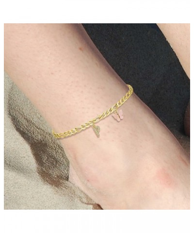 Anklet for Women Gold Plated Ankle Bracelets Silver Anklet Layering Rhinestone Cubic Zirconia Ankle Bracelets Heart Anklet Su...