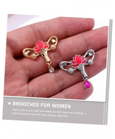 4 Pcs Brooch Crystal Decorative Pin Clothing Ornament Pin Aesthetic Clothing Lapel Pin Lotus Flower 3x2.9cmx4pcs Silverx4pcs ...