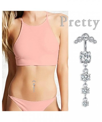 Belly Button Ring Hoop 14G Pink Blue Purple Diamond CZ Clicker Belly Rings Surgical Stainless Steel Navel Rings Butterfly Hea...