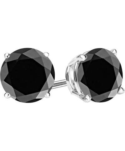1/2-10 Carat Total Weight Black Diamond Stud Earrings 4 Prong Push Back Platinum 3.0 carats $154.60 Earrings
