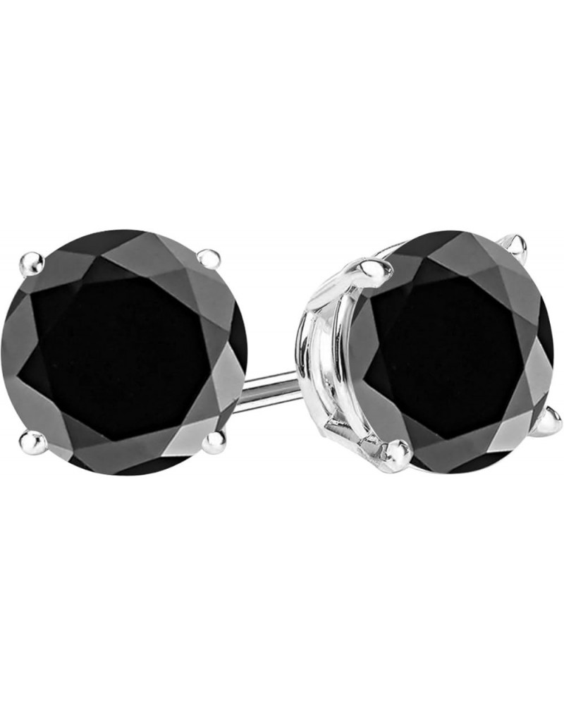 1/2-10 Carat Total Weight Black Diamond Stud Earrings 4 Prong Push Back Platinum 3.0 carats $154.60 Earrings