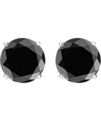 1/2-10 Carat Total Weight Black Diamond Stud Earrings 4 Prong Push Back Platinum 3.0 carats $154.60 Earrings