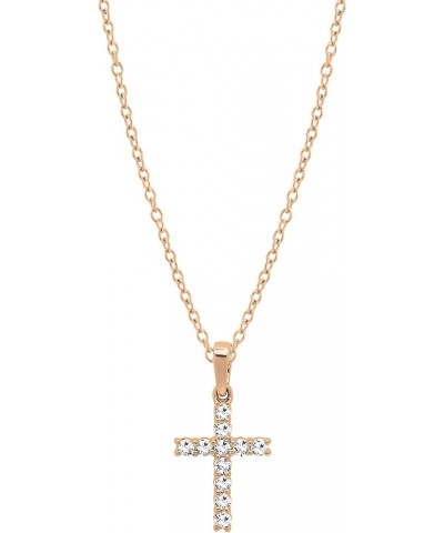 Round White Diamond Classic Divine Cross of Jesus Pendant with 18 inch Chain for Women (Color I-J, Clarity I1-I3) in Gold 14K...