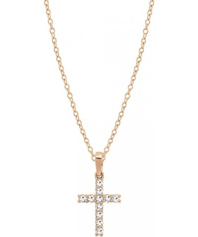 Round White Diamond Classic Divine Cross of Jesus Pendant with 18 inch Chain for Women (Color I-J, Clarity I1-I3) in Gold 14K...