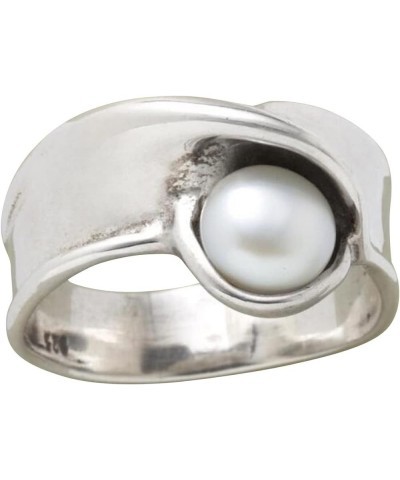 Pearls Rings for Women Stainless Steel Engagement Rings Vintage Chunky Titanium Steel Wedding Bands (Silver, 9) Silver 6 $5.1...