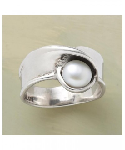 Pearls Rings for Women Stainless Steel Engagement Rings Vintage Chunky Titanium Steel Wedding Bands (Silver, 9) Silver 6 $5.1...