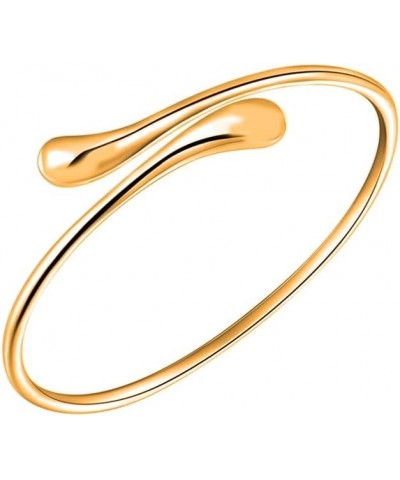 14K Gold Plated Double Teardrop Open Cuff Bangle -7-8” Inch Flexible Bangle Bracelet Comes With Gift Box for Women Yellow Gol...