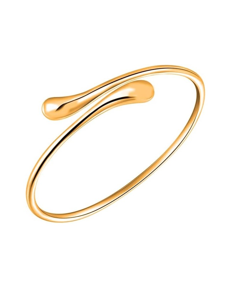 14K Gold Plated Double Teardrop Open Cuff Bangle -7-8” Inch Flexible Bangle Bracelet Comes With Gift Box for Women Yellow Gol...