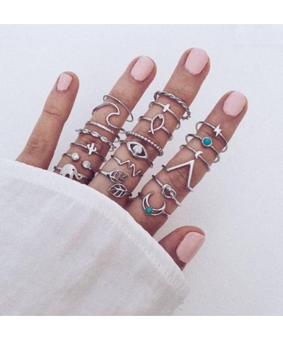 15PCS Knuckle Stacking Rings Set for Women Vintage Rhinestone Finger Statement Ring Sets Simple Carved Stackable Ring for Tee...