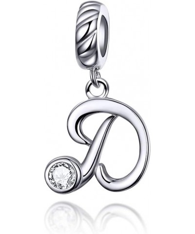 Letter Charm 925 Sterling Silver with Cubic Stones Initial A~Z Gift Options Alphabet Charm Dangle Charm fit Personalized Gift...