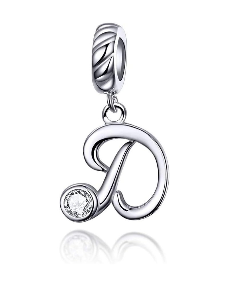 Letter Charm 925 Sterling Silver with Cubic Stones Initial A~Z Gift Options Alphabet Charm Dangle Charm fit Personalized Gift...