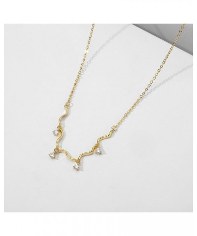 14K Gold Plated CZ Diamond Necklace Dainty Gold Butterfly Leaf Pendant Necklace Simple Triangle Cubic Zirconia Necklace Trend...