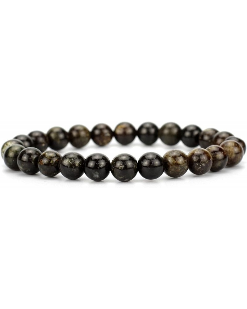 Handmade Gem Semi Precious Gemstone 8mm Round Beads Stretch Bracelet 7" Unisex Black Mica $6.50 Bracelets