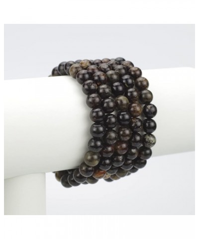 Handmade Gem Semi Precious Gemstone 8mm Round Beads Stretch Bracelet 7" Unisex Black Mica $6.50 Bracelets