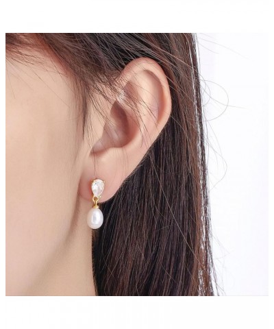 Pearl Drop Earrings for Women Trendy Gold Pearl Earrings Stud Earrings Rhinestone Pearl Dangle Earrings Wedding Bridal Jewelr...