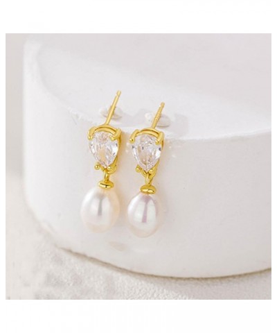 Pearl Drop Earrings for Women Trendy Gold Pearl Earrings Stud Earrings Rhinestone Pearl Dangle Earrings Wedding Bridal Jewelr...